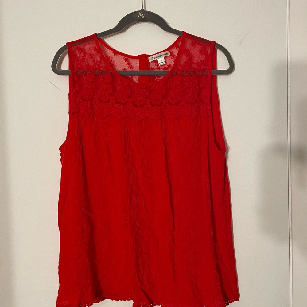 John Paul Richard size large red lace top loose fit tank